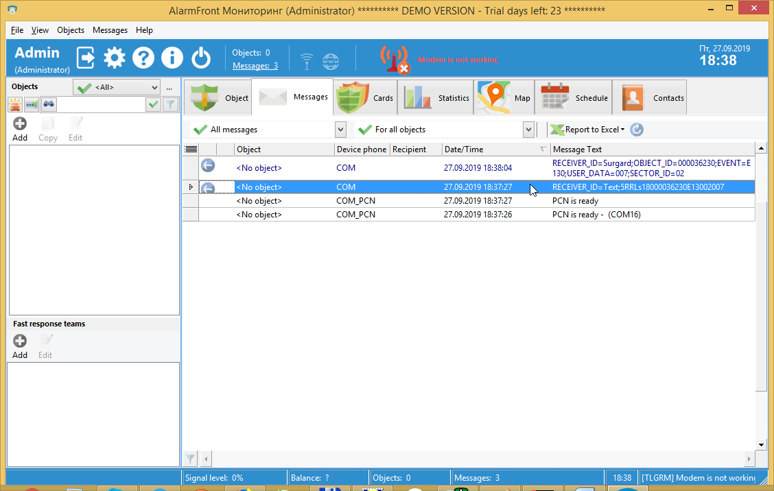 Surgard Contact ID Monitoring Software AlarmFront